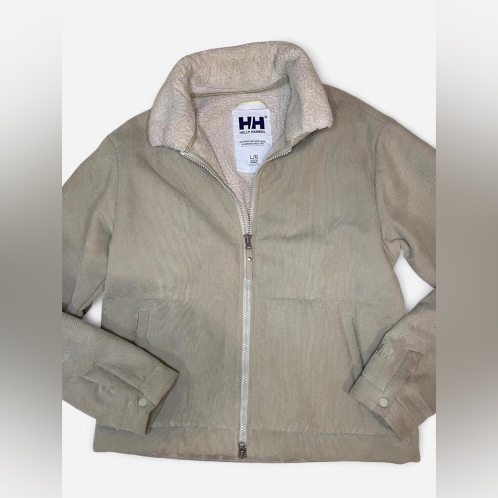 Helly Hansen Cord Sherpa Jacket Men’s L • Beige Fleece-Lined Outerwear